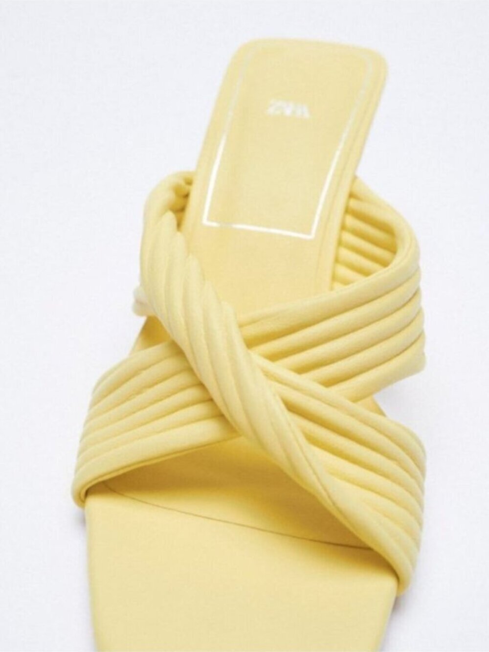 Zara Pleated Strap Heeled Sandals Heel Light Yellow Size 38/7 - Picture 6 of 13